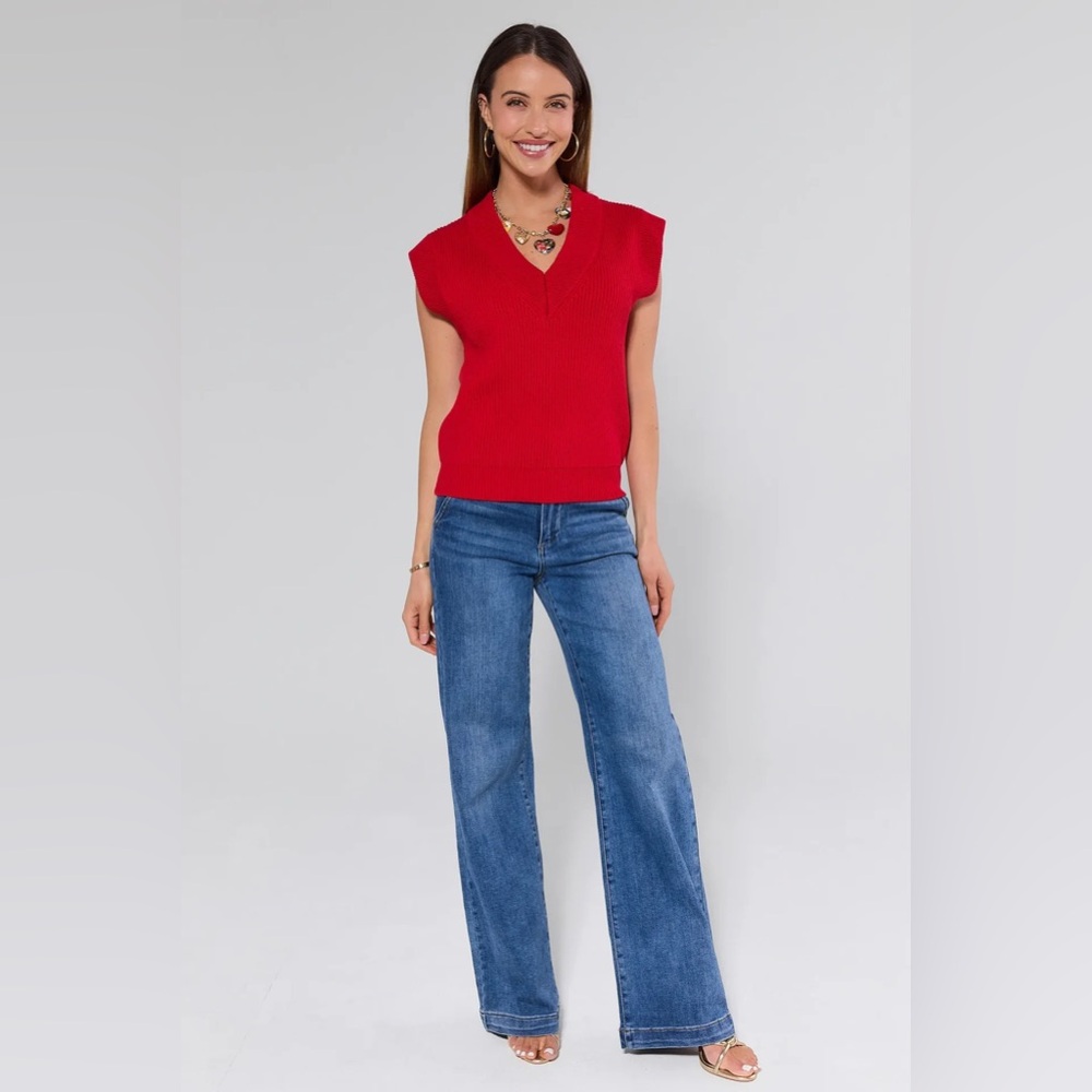 Avara Nicolette Red Knit Sweater Vest | Size M | NWT - Picture 3 of 9